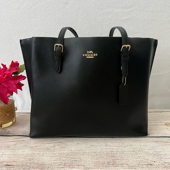 Coach Handbags - COACH Mollie black leather large tote bag 1671